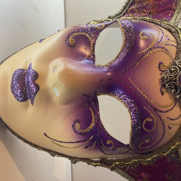 Vintage Venetian Jester Face Mask, Jolly Mask, Joker, Made in Italy, Hand - Picture 4 of 9